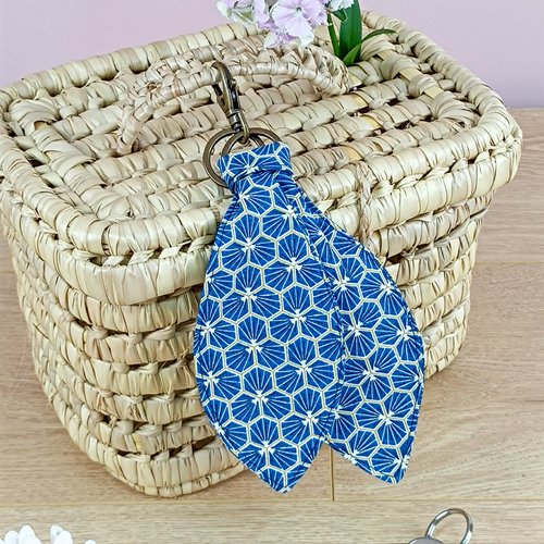 Porte-clé / bijou de sac en tissu "riad" bleu