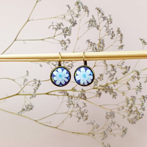 Boucles d'oreilles dormeuses "louise" en tissu
