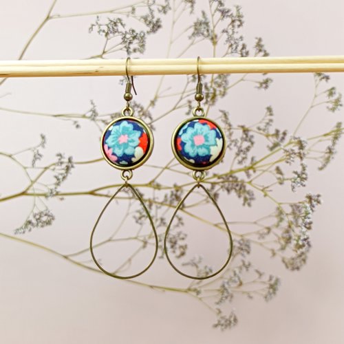 Boucles d'oreilles "lyca" en tissu 70mm