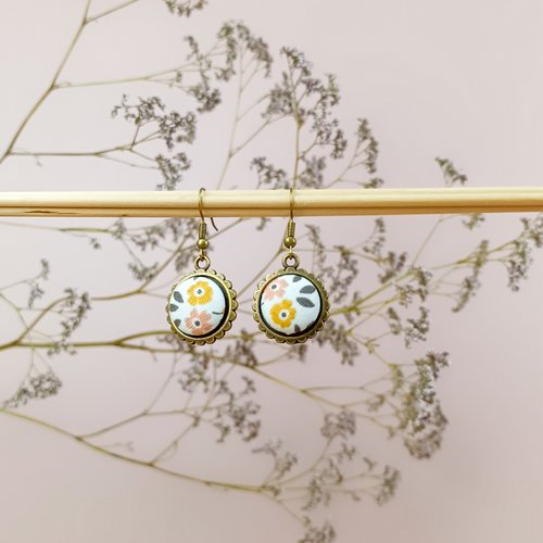 Boucles d'oreilles "sunny" en tissu 40mm