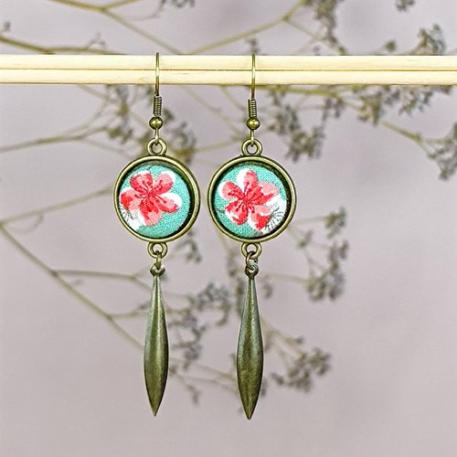 Boucles d'oreilles "tige" en tissu 75mm