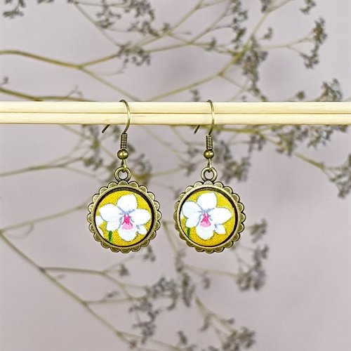 Boucles d'oreilles "fleur" en tissu 40mm