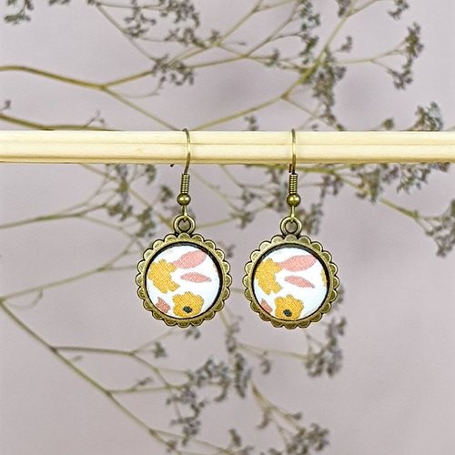 Boucles d'oreilles "fleur" en tissu 40mm