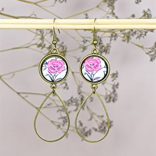 Boucles d'oreilles "goutte" en tissu 70mm