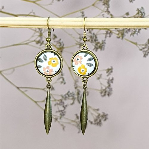 Boucles d'oreilles "tige" en tissu 75mm
