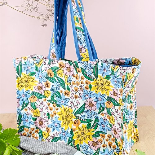 Grand sac cabas en tissu matelassé