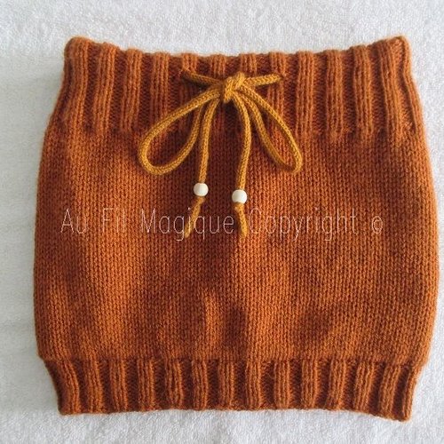 Tour de cou mixte pour homme ou femme tricot doublé laine couleur marron