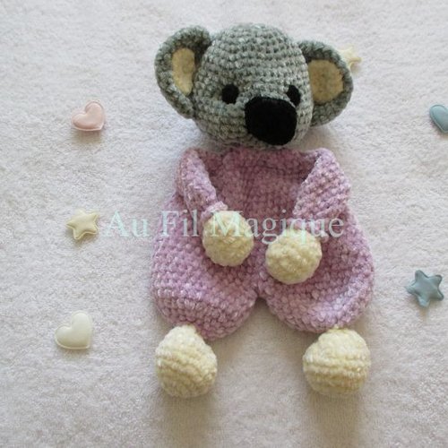 Doudou plat koala "miléa", fait-main, doudou artisanal
