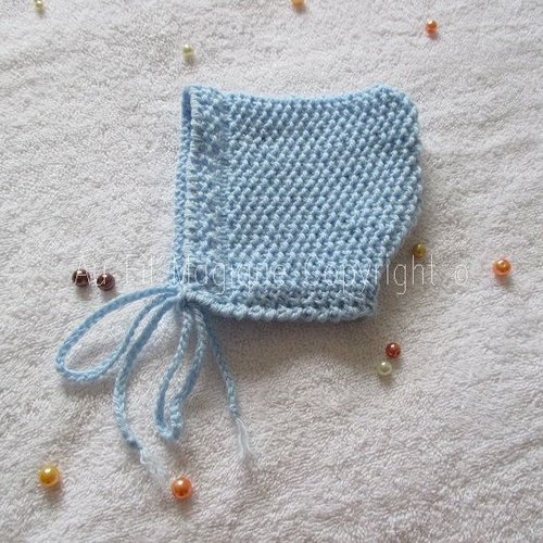 Bonnet/béguin bébé taille naissance tricot laine couleur bleu ciel