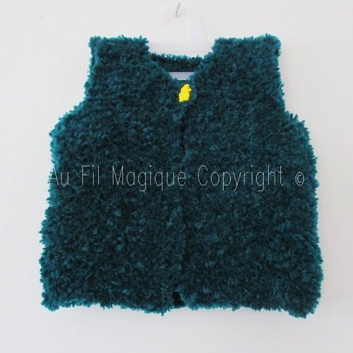 Gilet de berger bébé taille 6/9 mois tricot laine vert sapin