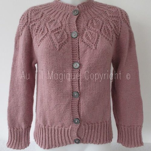 Gilet femme taille 38 tricot laine couleur vieux rose