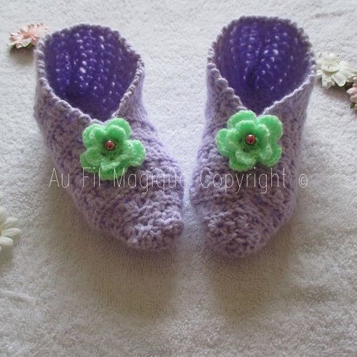 Chaussons femme tricot laine pointure 38 couleur parme