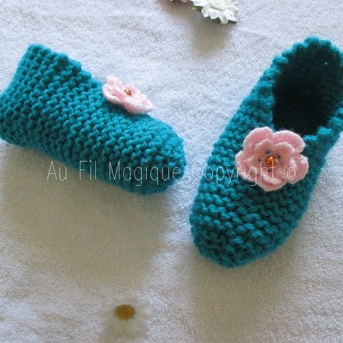 Chaussons femme tricot laine pointure 36/37 couleur menthe