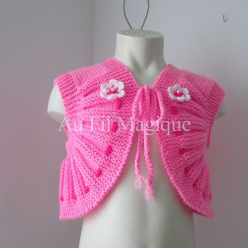 Boléro tricot  taille 8 ans, couleur rose