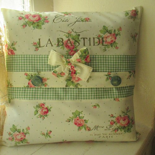Coussin housse " country chic n°3 " création - au grenier cosy -