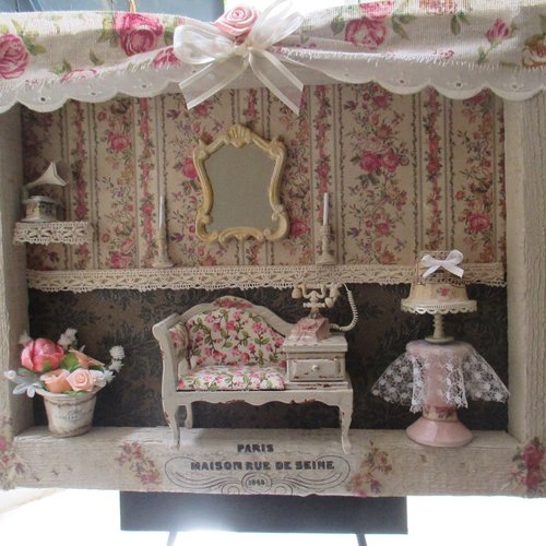 Tableau " mon boudoir shabby chic " - création, au grenier cosy -