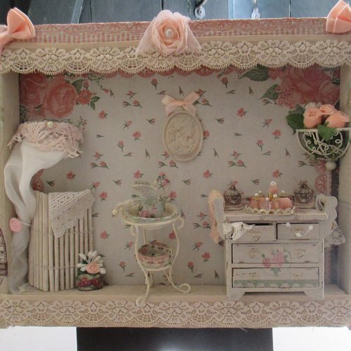 Tableau " salle d'o... campagne chic 2 " esprit vintage- création - au grenier cosy - 
