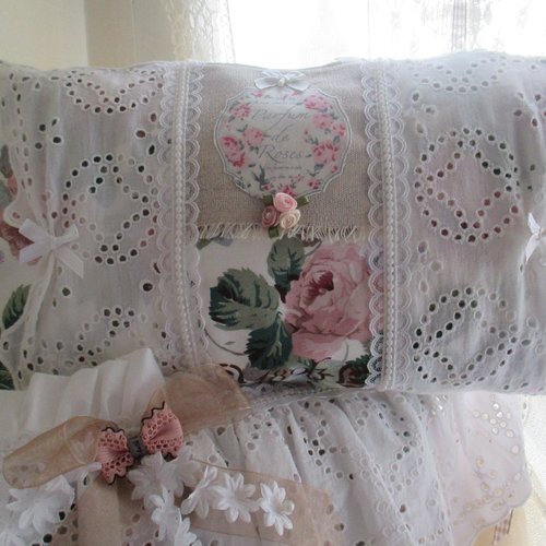 Coussin " country chic n°3 " création - au grenier cosy -