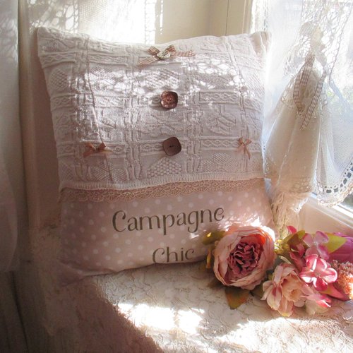 Coussin housse " cosy campagne chic n°4 " création - au grenier cosy -