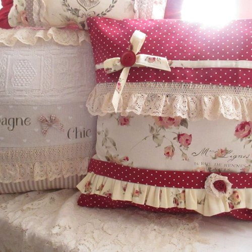Coussin housse " roses d'antan n°8 " création - au grenier cosy - 