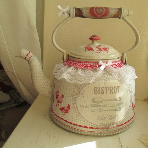 Bouilloire d'antan " bistrot chez louis " création - au grenier cosy -