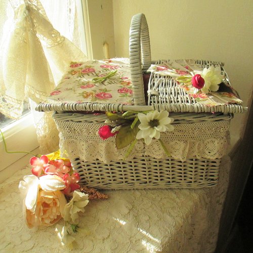 Panier osier " déjeuner sur l'herbe " - création - au grenier cosy -
