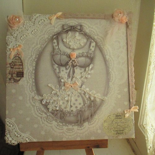 Tableau " en guêpière in... shabby - création - au grenier cosy -