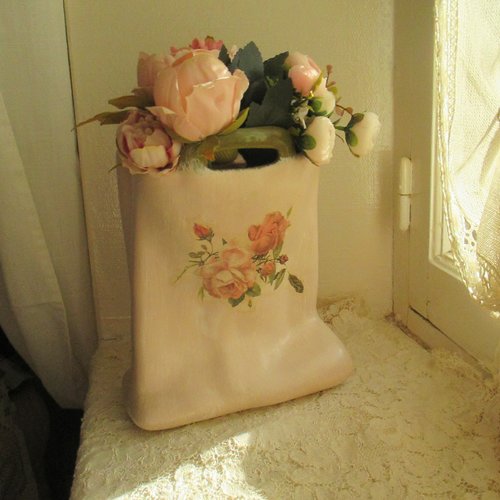 Vase sachet froissé " fleurs en shabby "