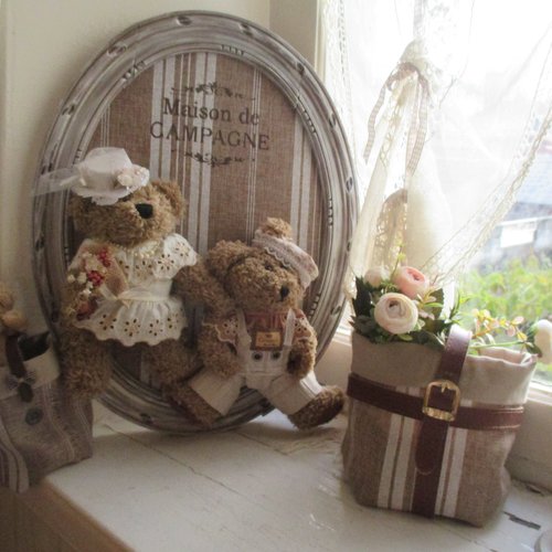 Tableau ours d'antan " photo de famille " création au grenier cosy -