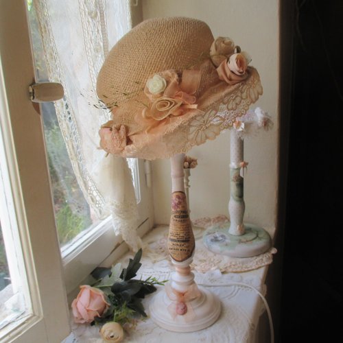 Lampe d'antan " air de campagne chic " création - au grenier cosy -