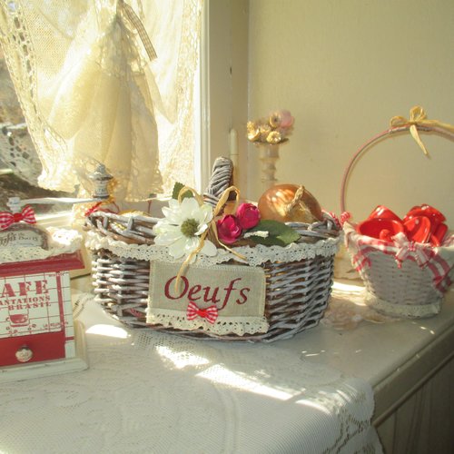 Petit panier œufs " fruit des vignes " création - au grenier cosy -