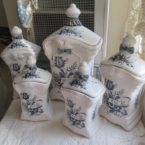 Collection porcelaine épices " bleu cottage " création - au grenier cosy -