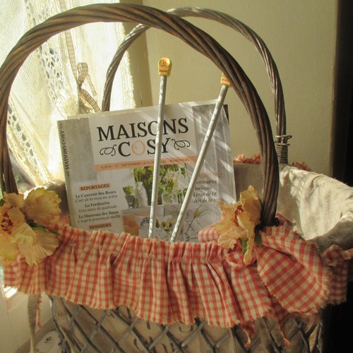 Panier osier  " campagne chic 2 " créations - au grenier cosy -