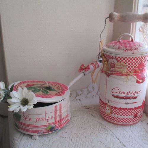 Pot à lait vichy rouge " p'tit déjeuner campagne " création - au grenier cosy-