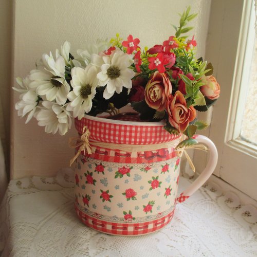 Pot pique fleurs " campagne chic " création - au grenier cosy -