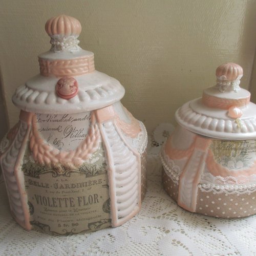 Pots céramique " melle shabby chic " - création - au grenier cosy -