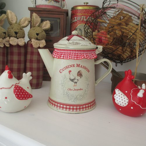 Cafetière d'antan " chez jacqueline " création - au grenier cosy -