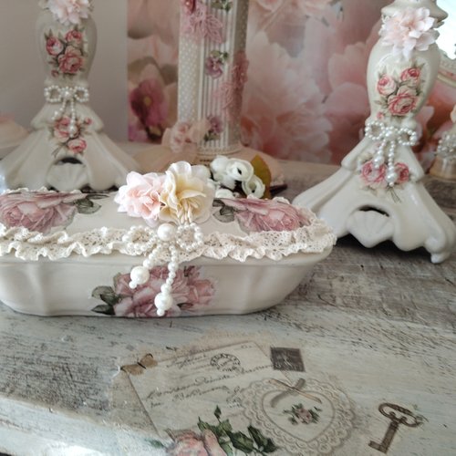 Boîte céramique " shabby chic " création - au grenier cosy -