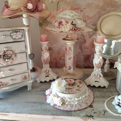 Chapeau coffret bijoux " shabby chic " création - au grenier cosy -