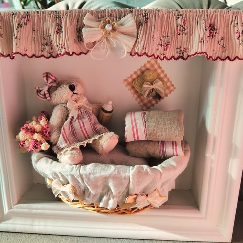 Tableau ourson " nounours panier " création - au grenier cosy -