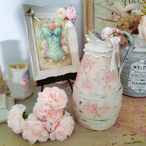 Broc d'antan " boudoir... shabby chic " - création - au grenier cosy