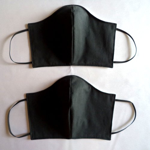 Masque de  protection lavable, coloris gris anthracite, lot de 2 masques alternatifs protection virus,  3 épaisseurs de tissu.