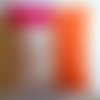 Housse de coussin 40x40, toile coton uni orange, fuschia, et pois multicolores, fait-mains.