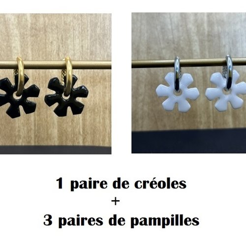 Box creoles + pampilles fleurs interchangeables