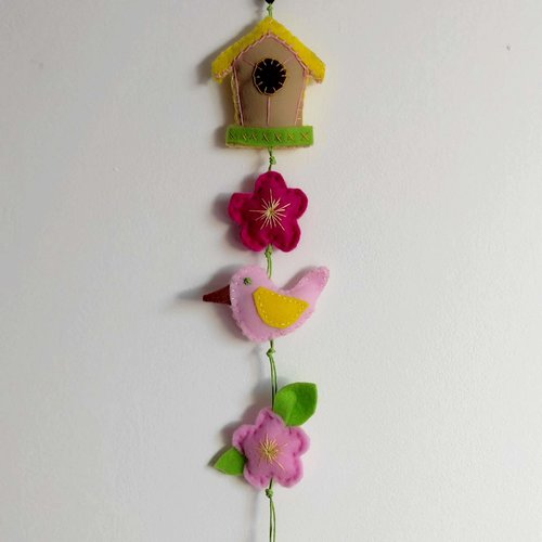 Suspension de porte en feutrine thème " nature et  jardin"