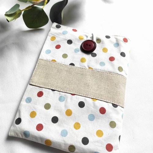 Pochette livre tissu pois protection livre de poche