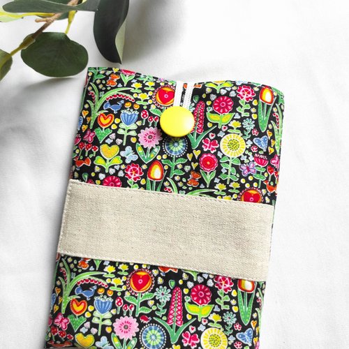 Pochette livre tissu fleuri protection livre de poche