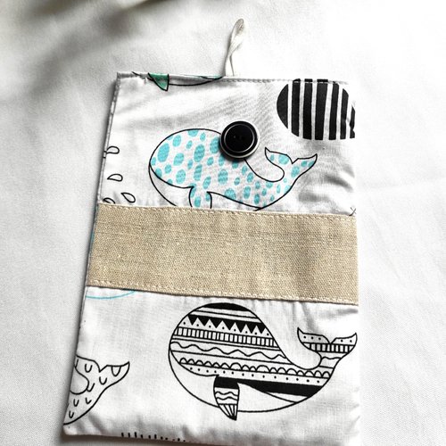 Pochette livre thème baleines protection livre de poche