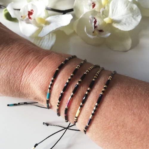 Bracelet fin de l'amitié à message en morse victoire en perles miyuki fermoir coulissant