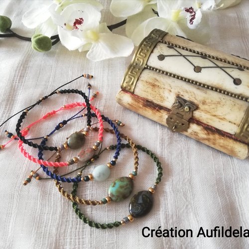 Bracelets en perles miyuki plaque or 24k, pierres et gemmes